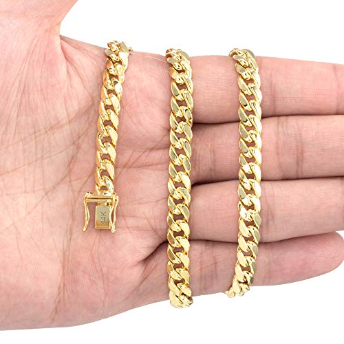 14k Yellow Gold Miami Cuban Link Chain Pendant Necklace J65155