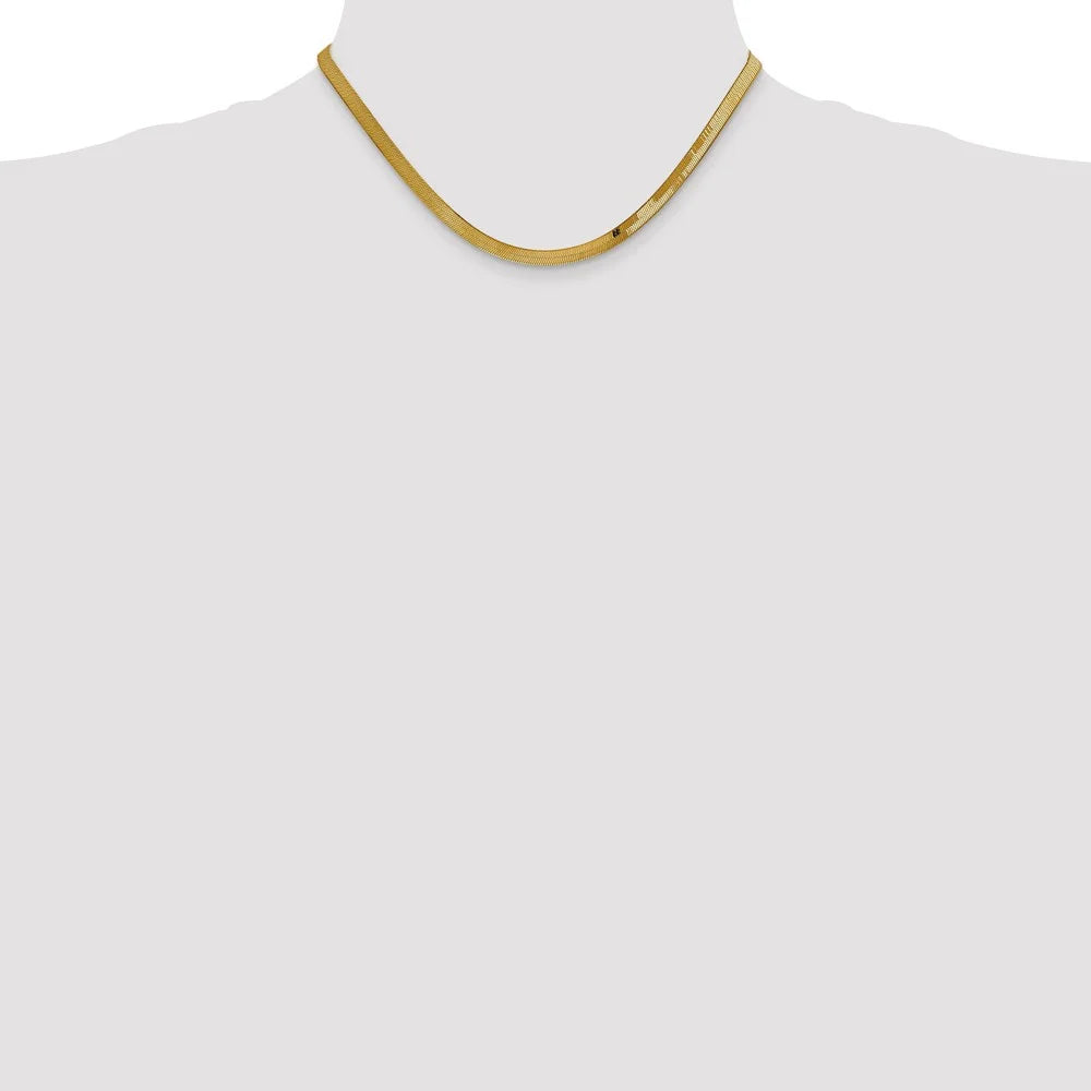 14kt Yellow Gold 4mm Herringbone Chain 16 inch Lobster Clasp E2861