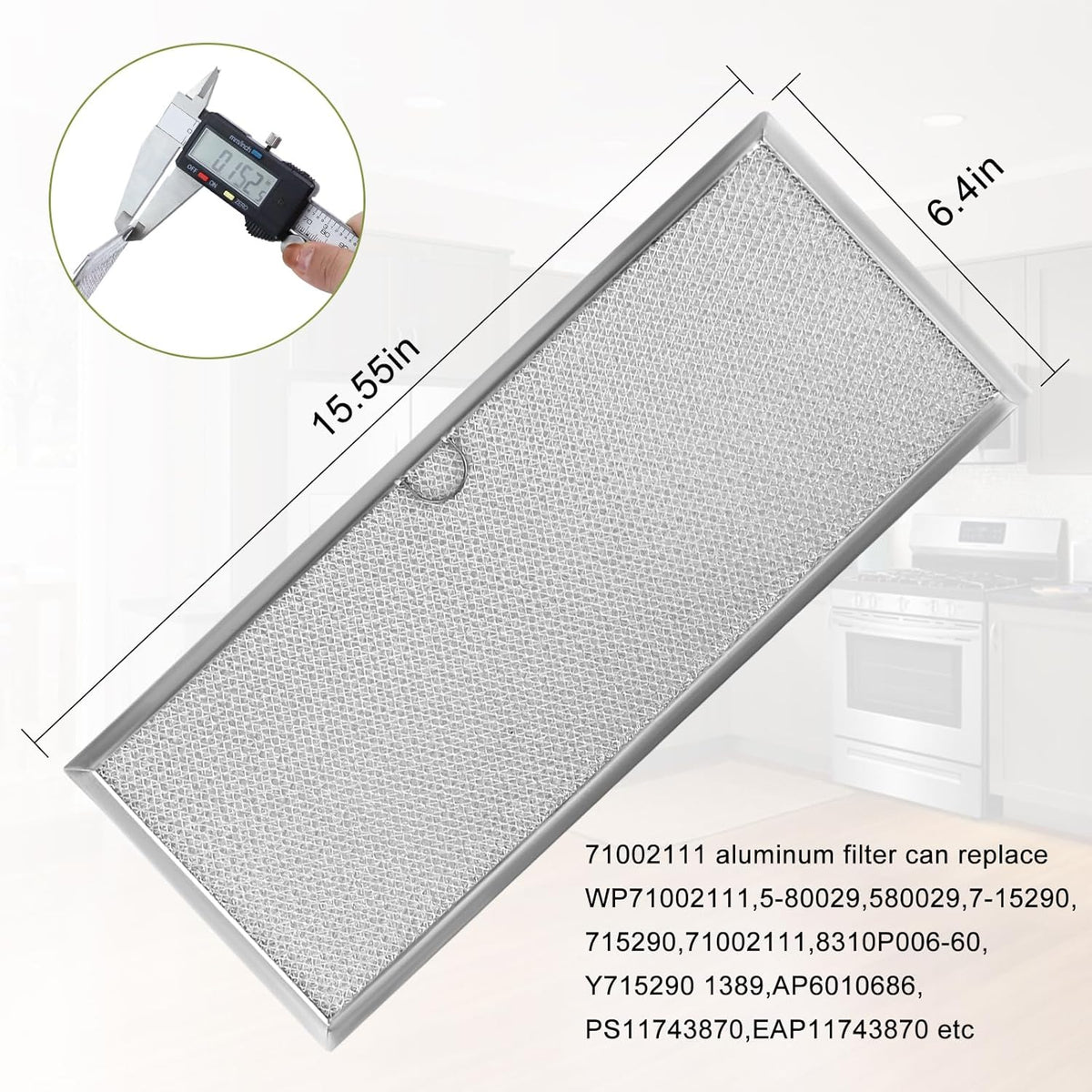 15-5/8” x 6-3/8“ Aluminum Mesh Grease Filter 2-Pack U711