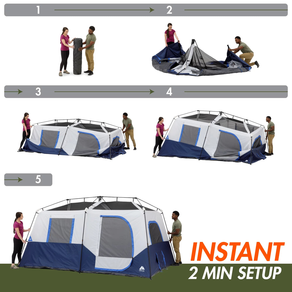 13' x 9' 8-Person Cabin Tent with LED Lighted Poles L859