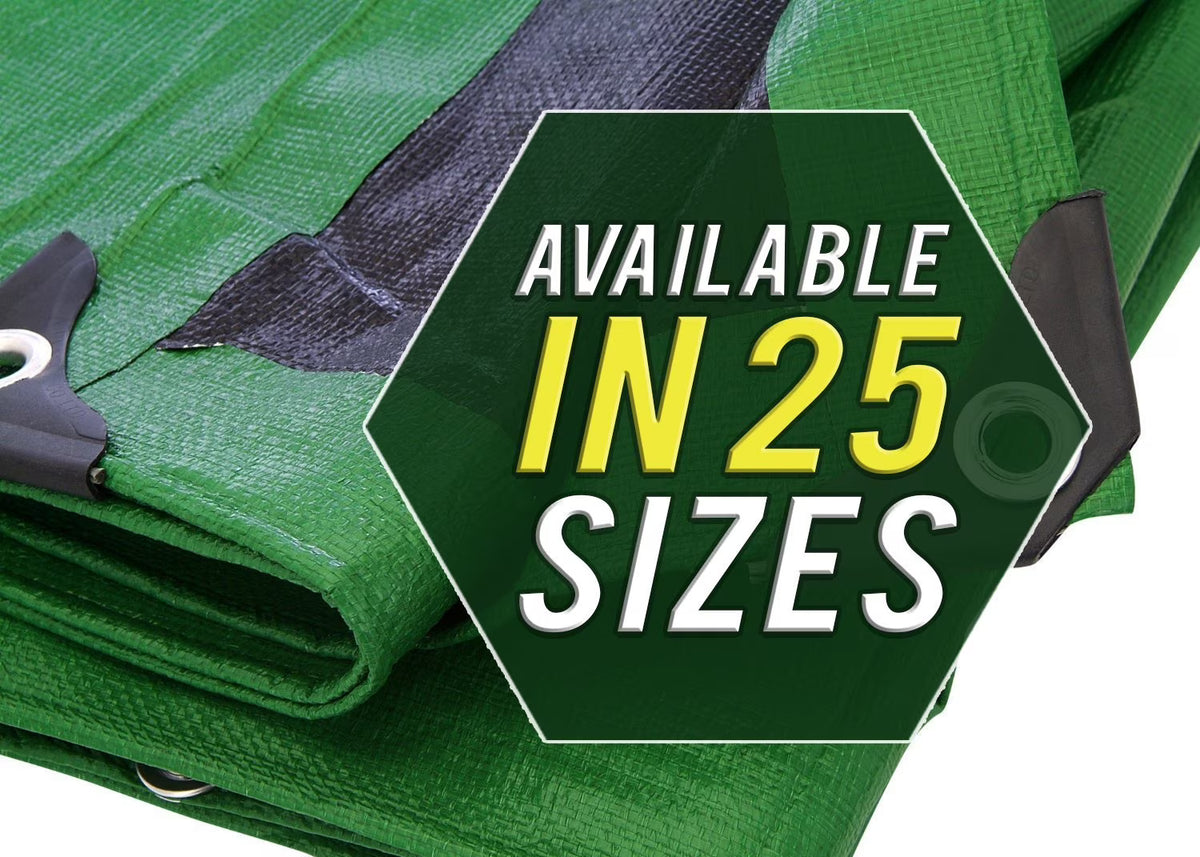 10X20 Green/Black Heavy Duty Waterproof Tarp Cover J928369