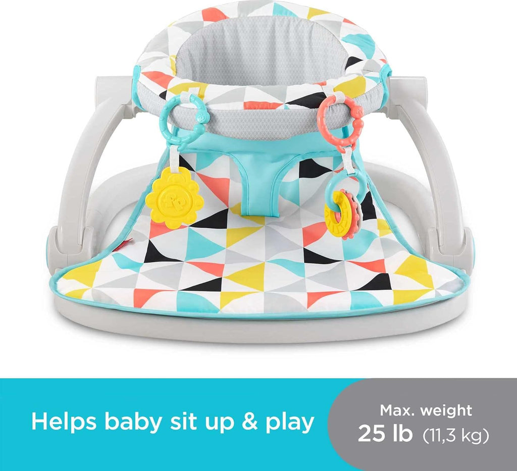 Portable Baby Floor Seat with Developmental Toys & Machine Washable Seat Pad W9653