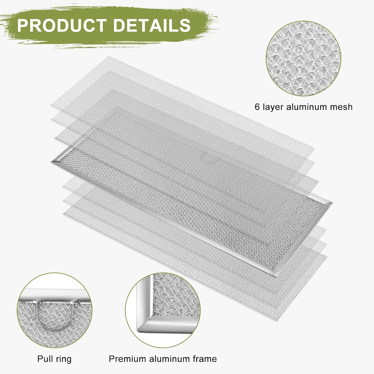 15-5/8” x 6-3/8“ Aluminum Mesh Grease Filter 2-Pack U711