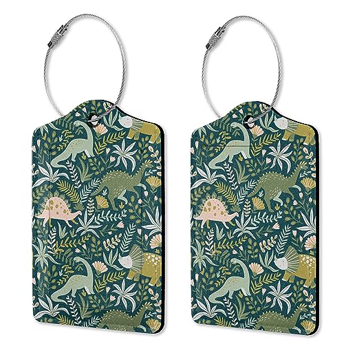 2 Pack Green Leather Luggage Tags with Privacy Flap J546344