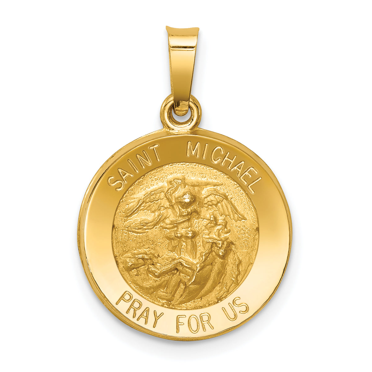 14K Yellow Gold St Michael Medal Pendant Charm I94382