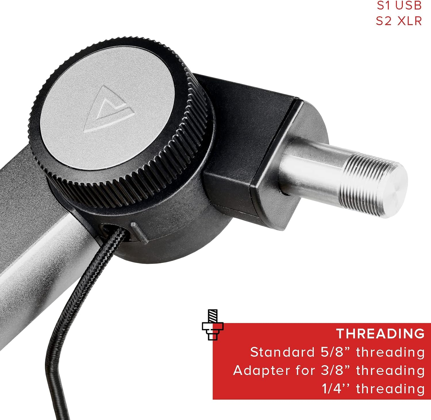 Adjustable Aluminium Microphone Boom Arm Stand with Built in 11.5 Feet XLR Microphone Cable D47084