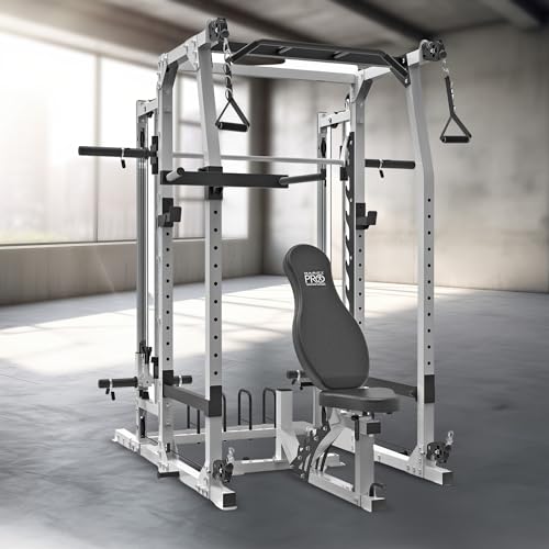 3 in 1 Smith Machine Home Gym System with Adjustable Bench, Black S893576