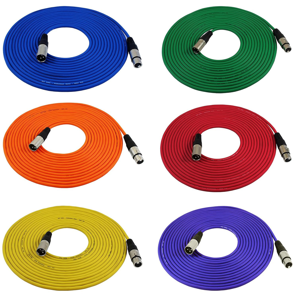 25ft XLR Male to Female Microphone Cable 6 Pack P6081