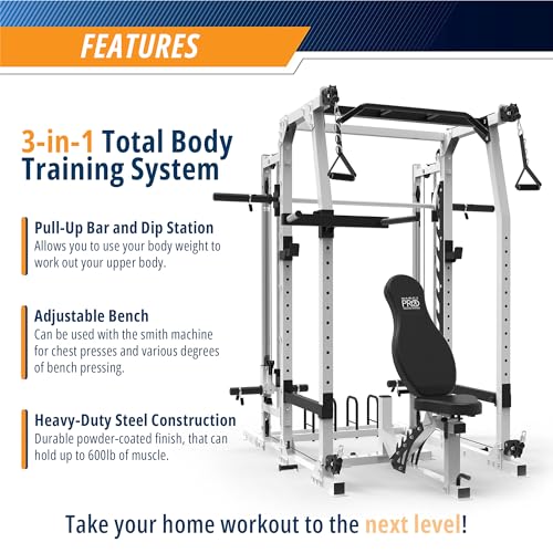 3 in 1 Smith Machine Home Gym System with Adjustable Bench, Black S893576