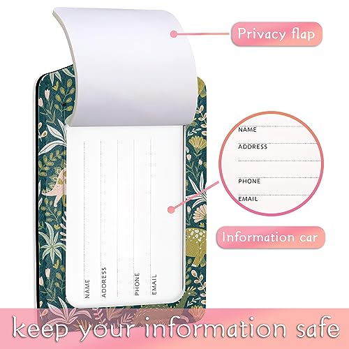 2 Pack Green Leather Luggage Tags with Privacy Flap J546344