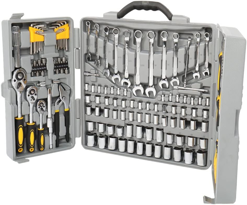 205 Piece General Household Hand Tool Kit with Plastic Toolbox Storage Case W879