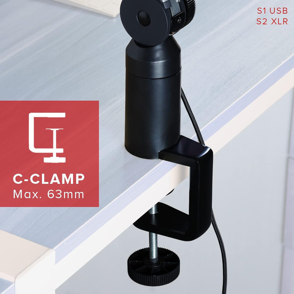 Adjustable Aluminium Microphone Boom Arm Stand with Built in 11.5 Feet XLR Microphone Cable D47084