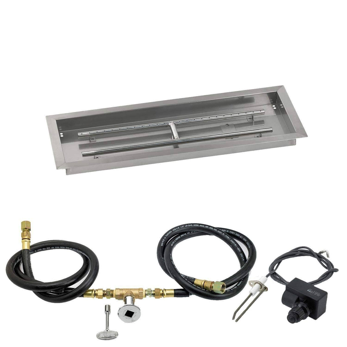 18x22 Rectangular Stainless Steel Drop in Firepit Pan with Spark Ignition Kit H700
