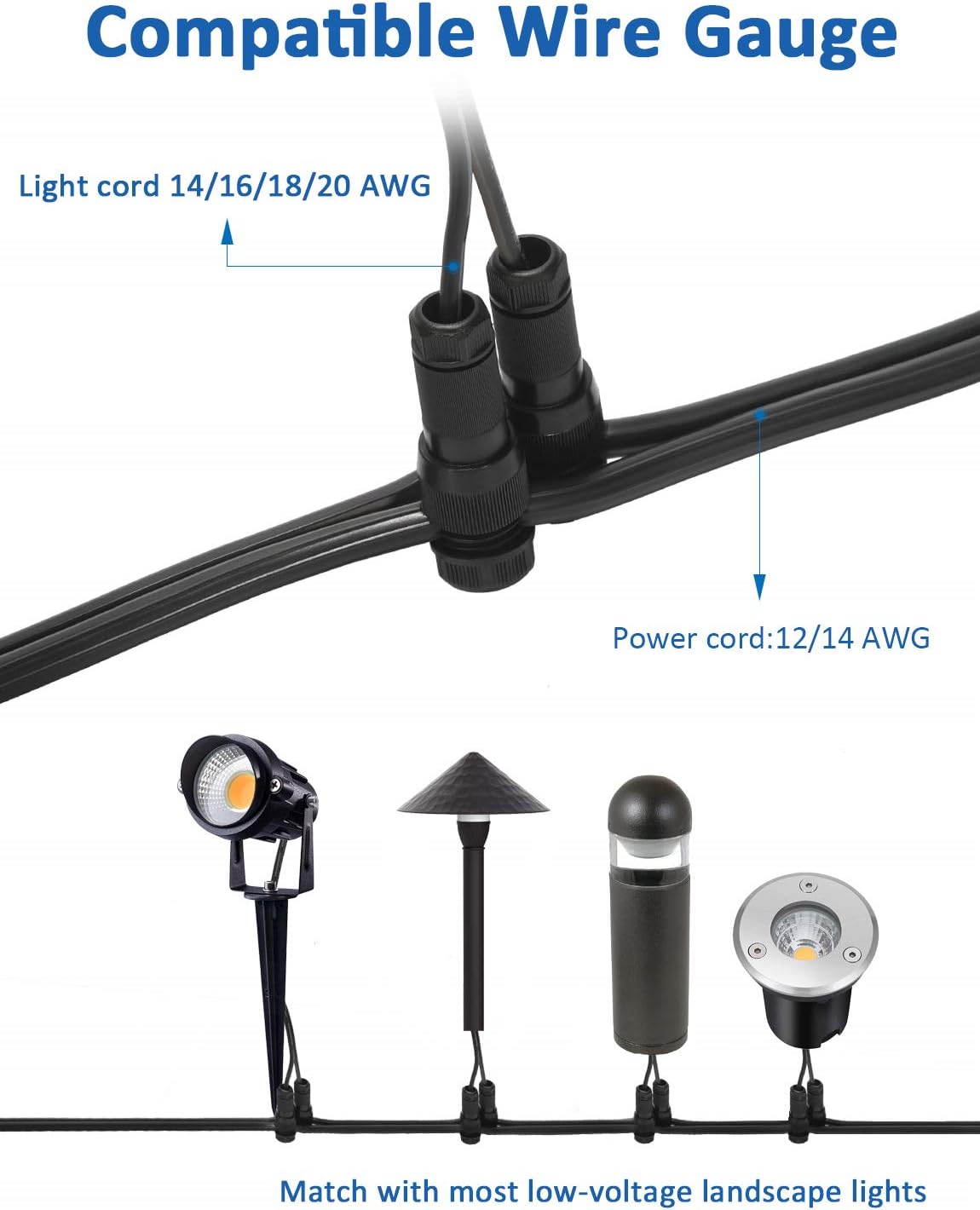 100 Pack 12-16 Gauge Low Voltage Landscape Lighting Wire Connectors M2888
