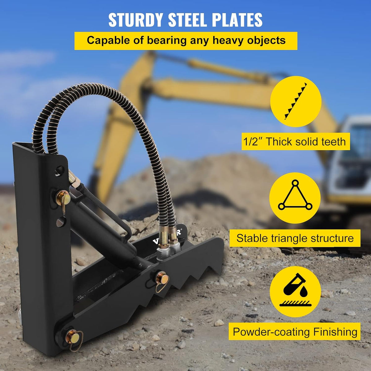 18 Hydraulic Backhoe Thumb, Black Steel Weld On Thumb with Hydraulic Cylinder R9159
