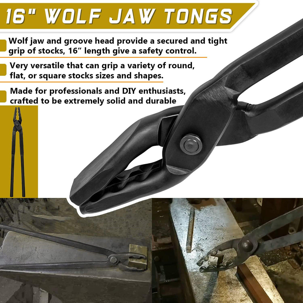 16” Wolf Jaw Tongs and Hammer Tool Set, Pack of 2 X667