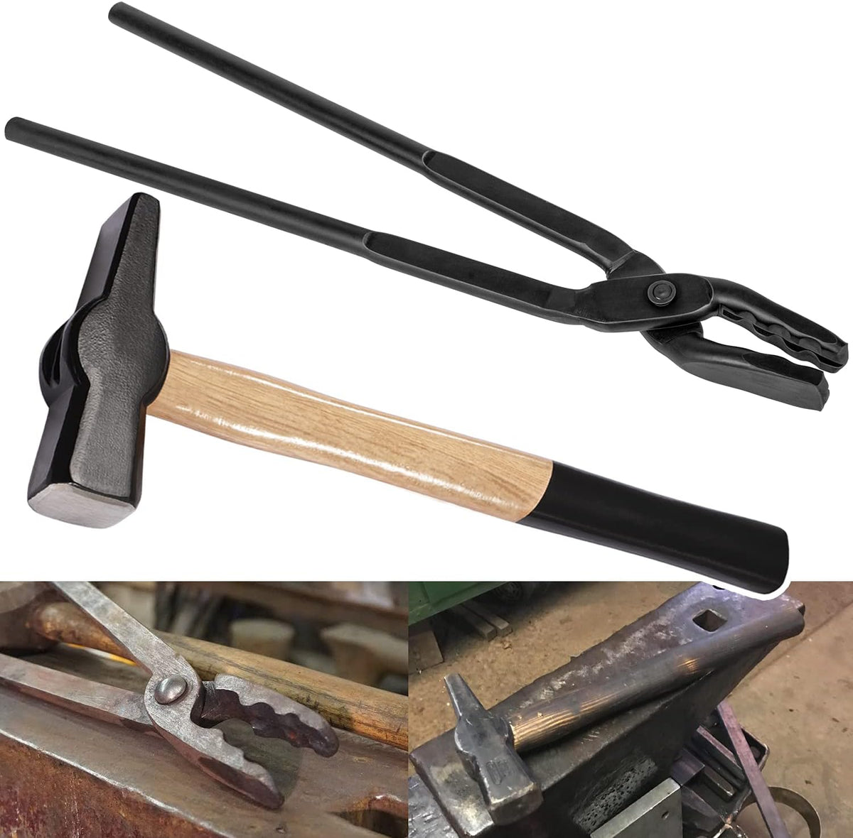 16” Wolf Jaw Tongs and Hammer Tool Set, Pack of 2 X667
