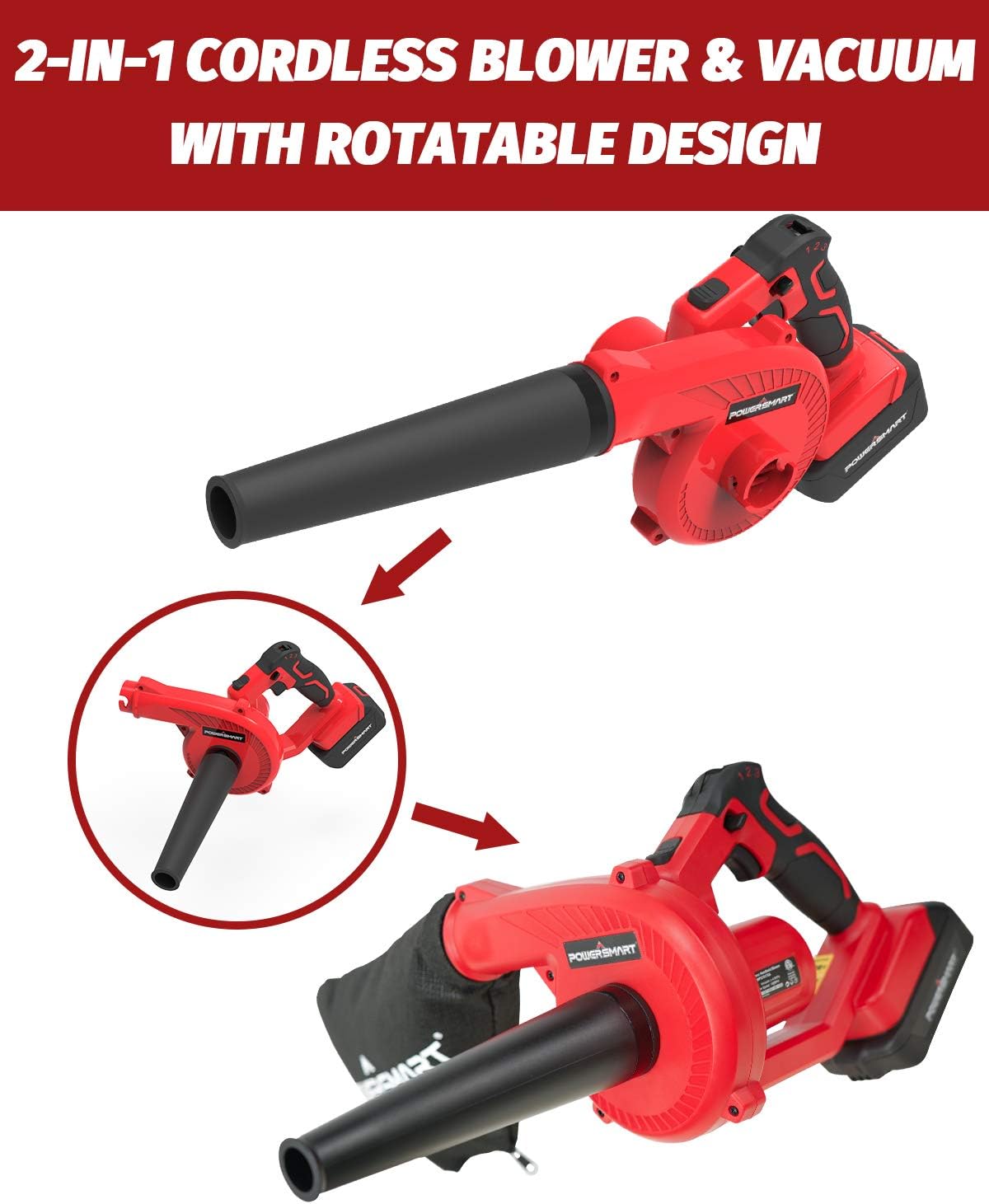 20V Cordless Leaf Blower & Vacuum with 2.0Ah Batteries and Charger K4972