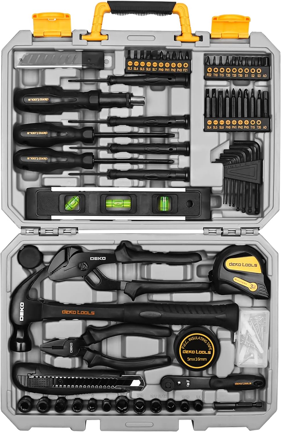150 Piece Hand Tool Kit with Plastic Toolbox Storage Case Z84390