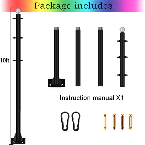 10FT Heavy Duty Steel Shade Sail Pole Kit 2pack E66964
