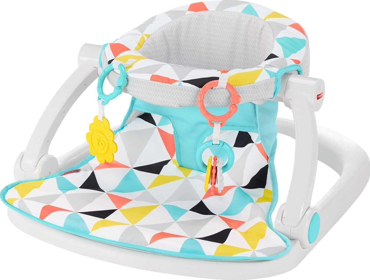 Portable Baby Floor Seat with Developmental Toys & Machine Washable Seat Pad W9653