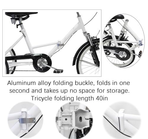 Adult Tricycle 7 Speed 20in Wheels Folding Bicycle with Cargo Basket Y8185