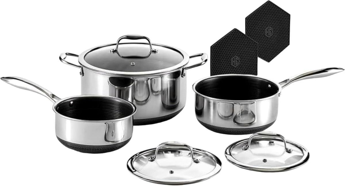 16 Piece Hybrid Stainless Steel Non-Stick Cookware Set D7015