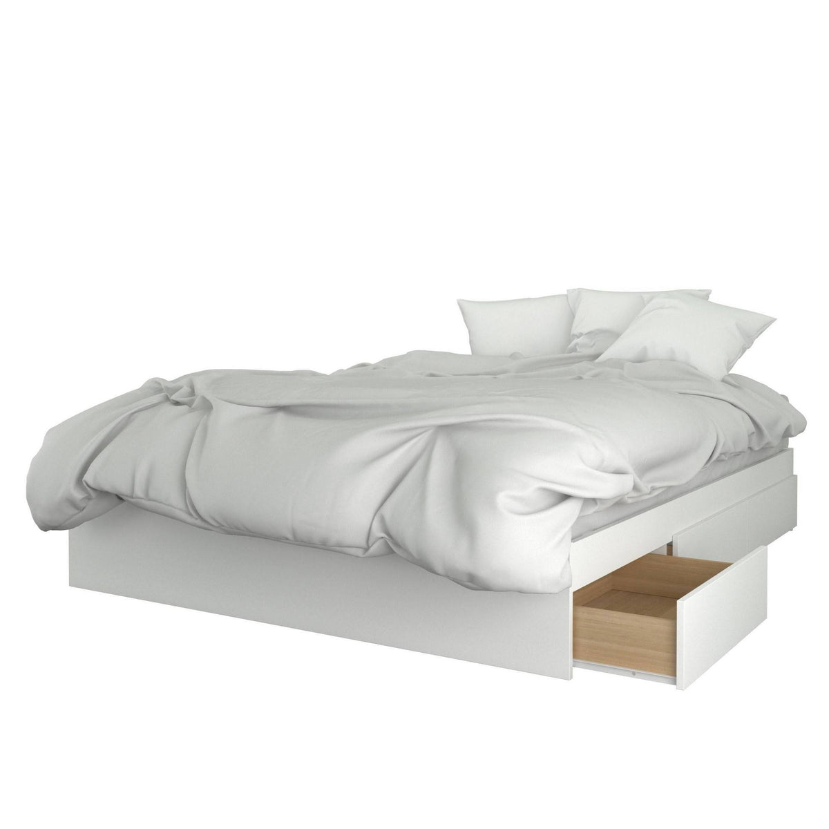 3 Piece Queen Size Bedroom Set, Walnut & White C636898