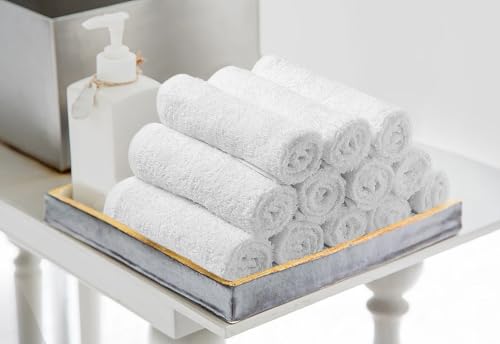 24 Pcs 100% Cotton White Hand Towels 16x27 Inches Q7529