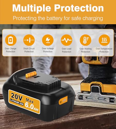 2Pack 6.0Ah Replacement Battery for 20V Cordless Power Tools D908030