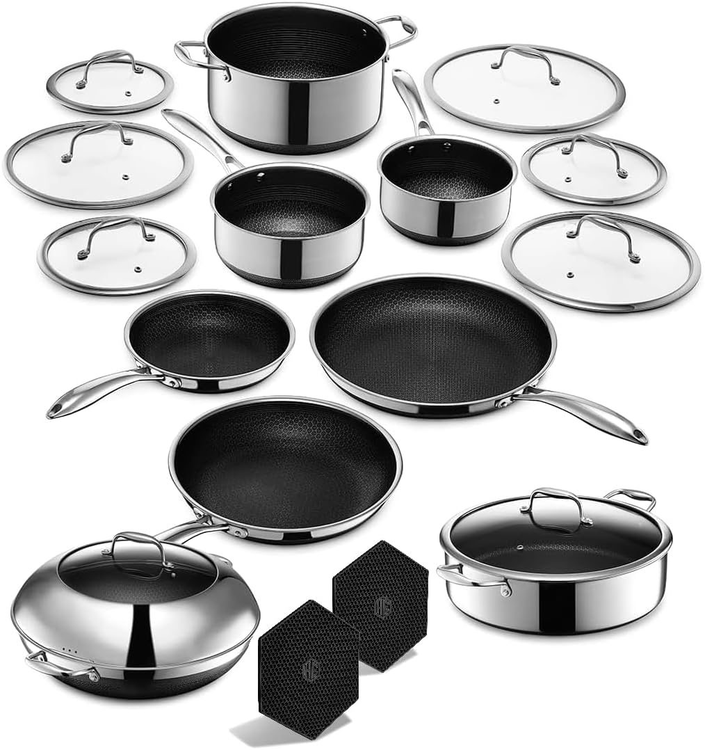 16 Piece Hybrid Stainless Steel Non-Stick Cookware Set D7015