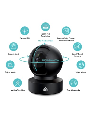 1080p HD Smart Security Camera with Night Vision, White I95668