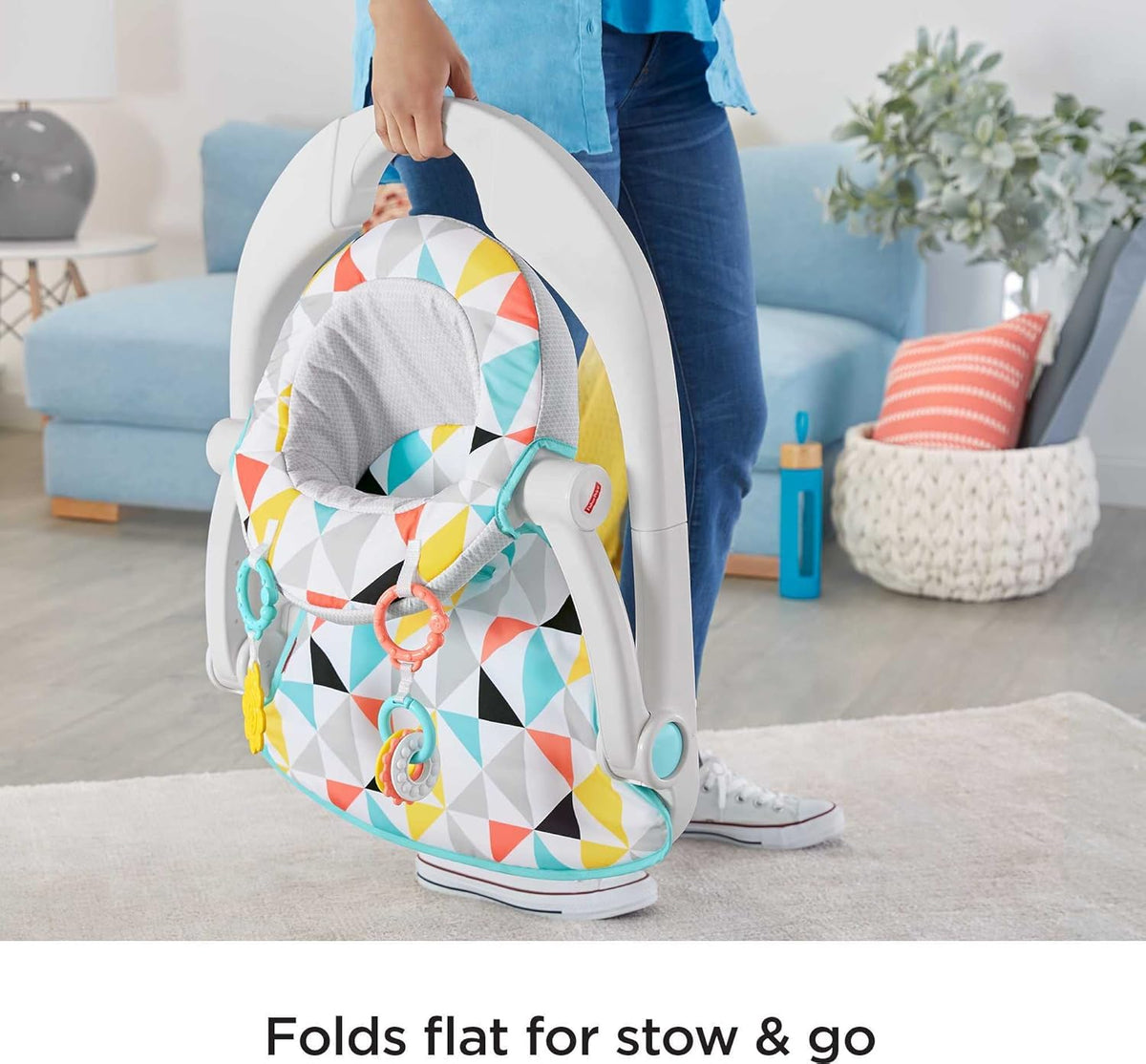 Portable Baby Floor Seat with Developmental Toys & Machine Washable Seat Pad W9653