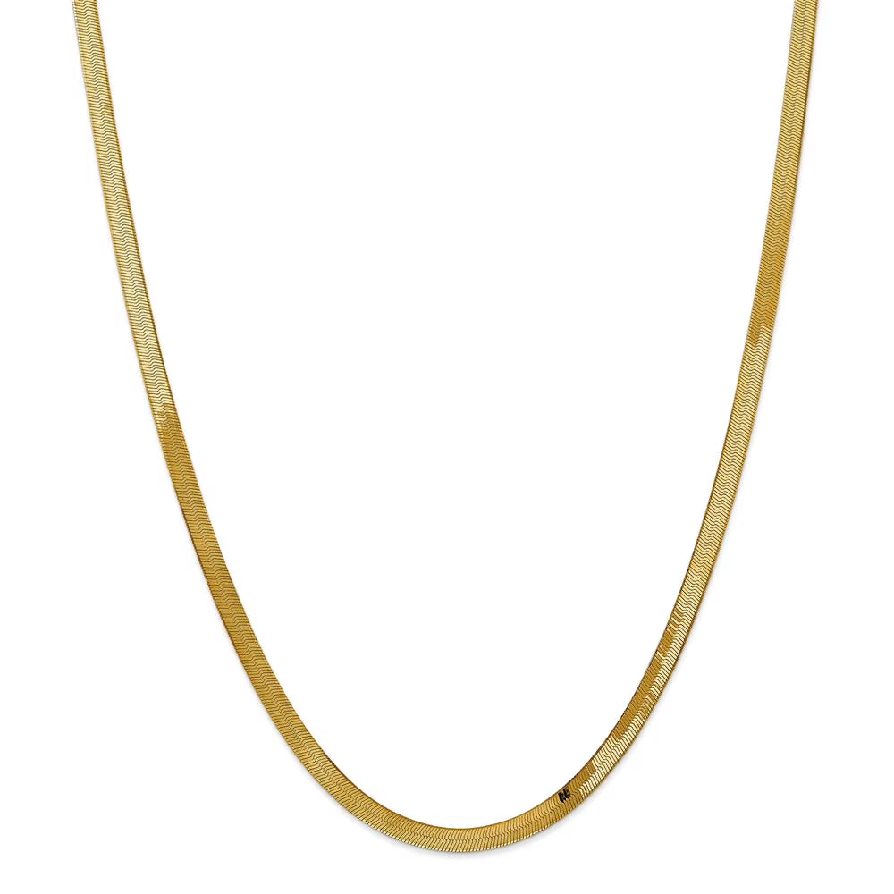 14kt Yellow Gold 4mm Herringbone Chain 16 inch Lobster Clasp E2861
