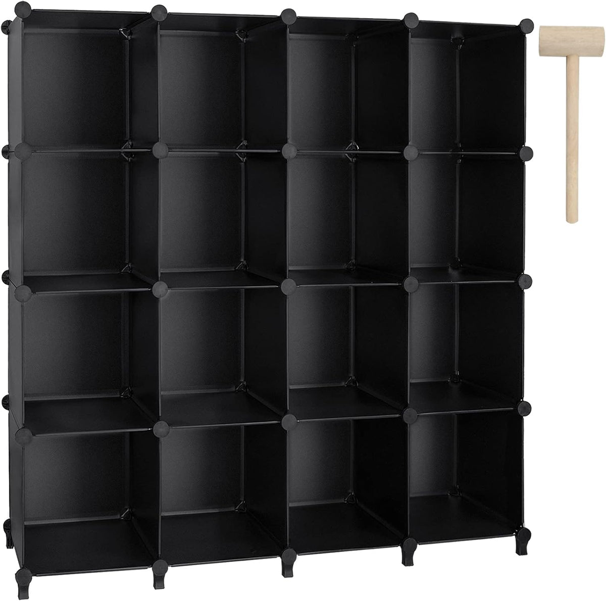 16-Cube Plastic Modular Storage Organizer (Black) L945956