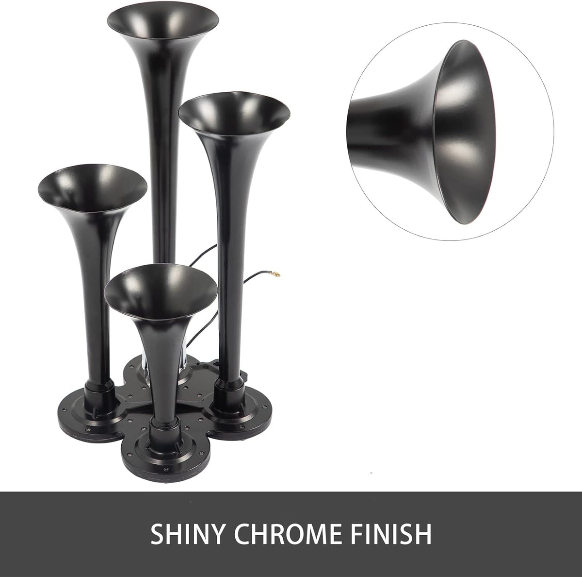 150DB Train Horns Kit 4 Trumpet with 120 PSI 12V Air Compressor Air Horn Tank (Black) W96204
