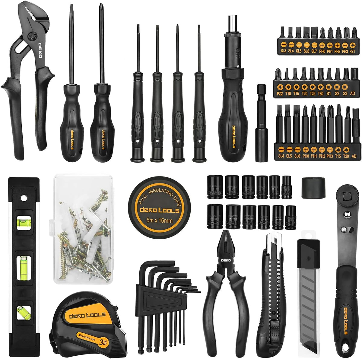 150 Piece Hand Tool Kit with Plastic Toolbox Storage Case Z84390