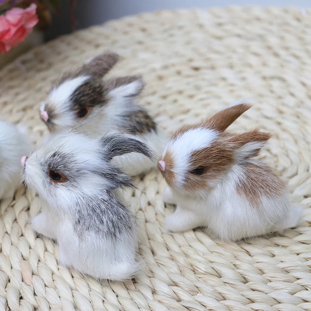 1/4Pcs Simulation Rabbit Plush Bunny Soft Toy Ornament J570