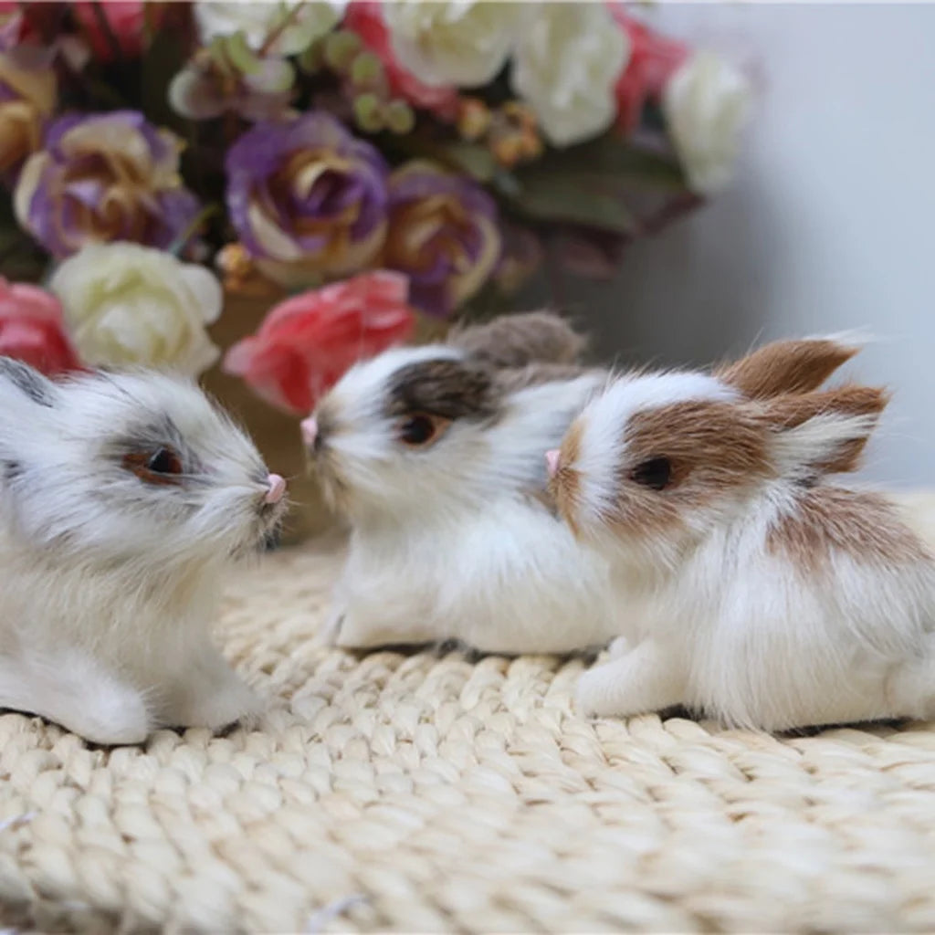 1/4Pcs Simulation Rabbit Plush Bunny Soft Toy Ornament J570