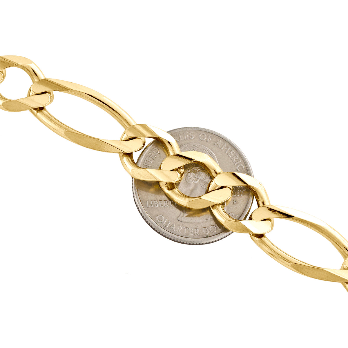 14K Yellow Gold 12mm Solid Figaro Link Chain Necklace 20 Inch J4856