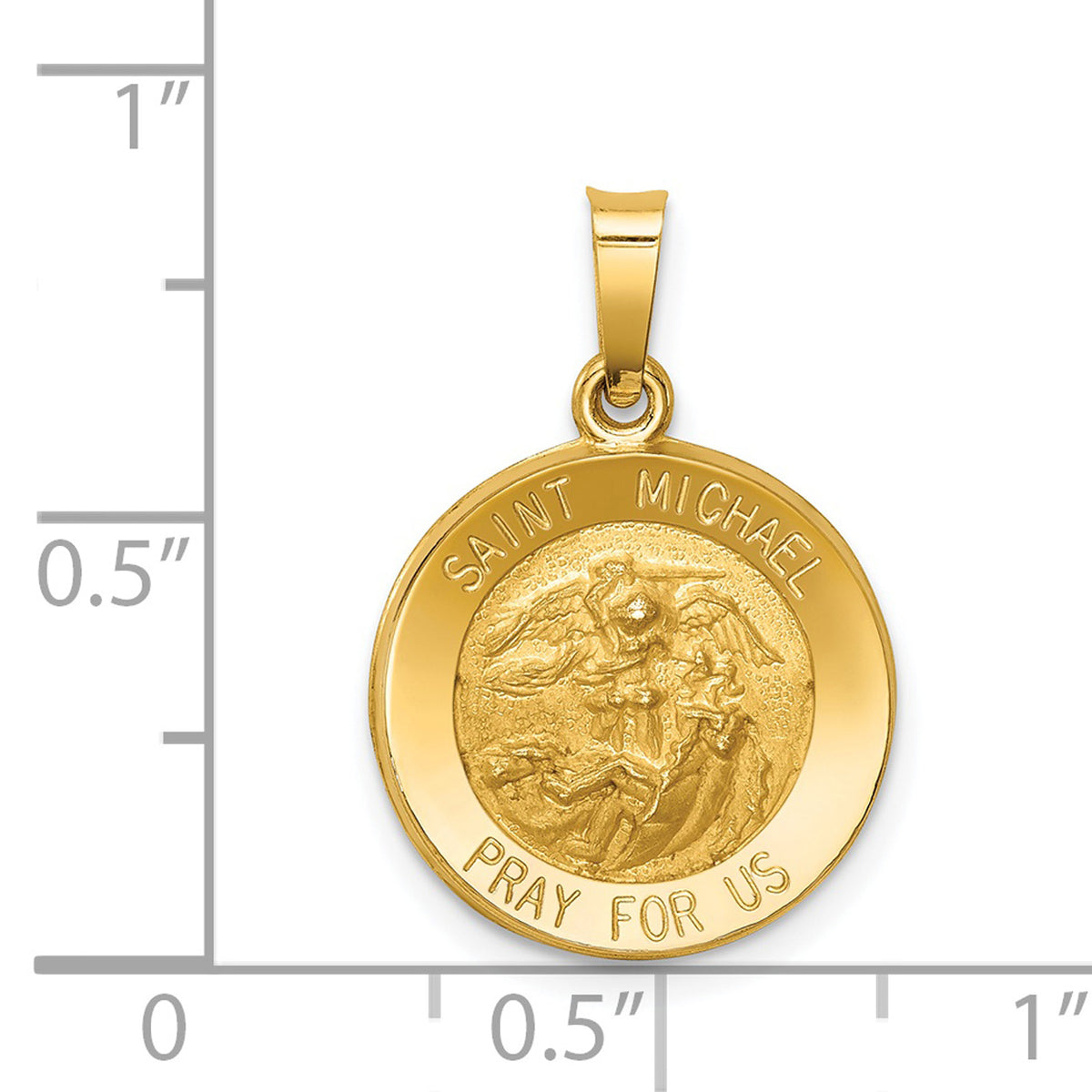 14K Yellow Gold St Michael Medal Pendant Charm I94382