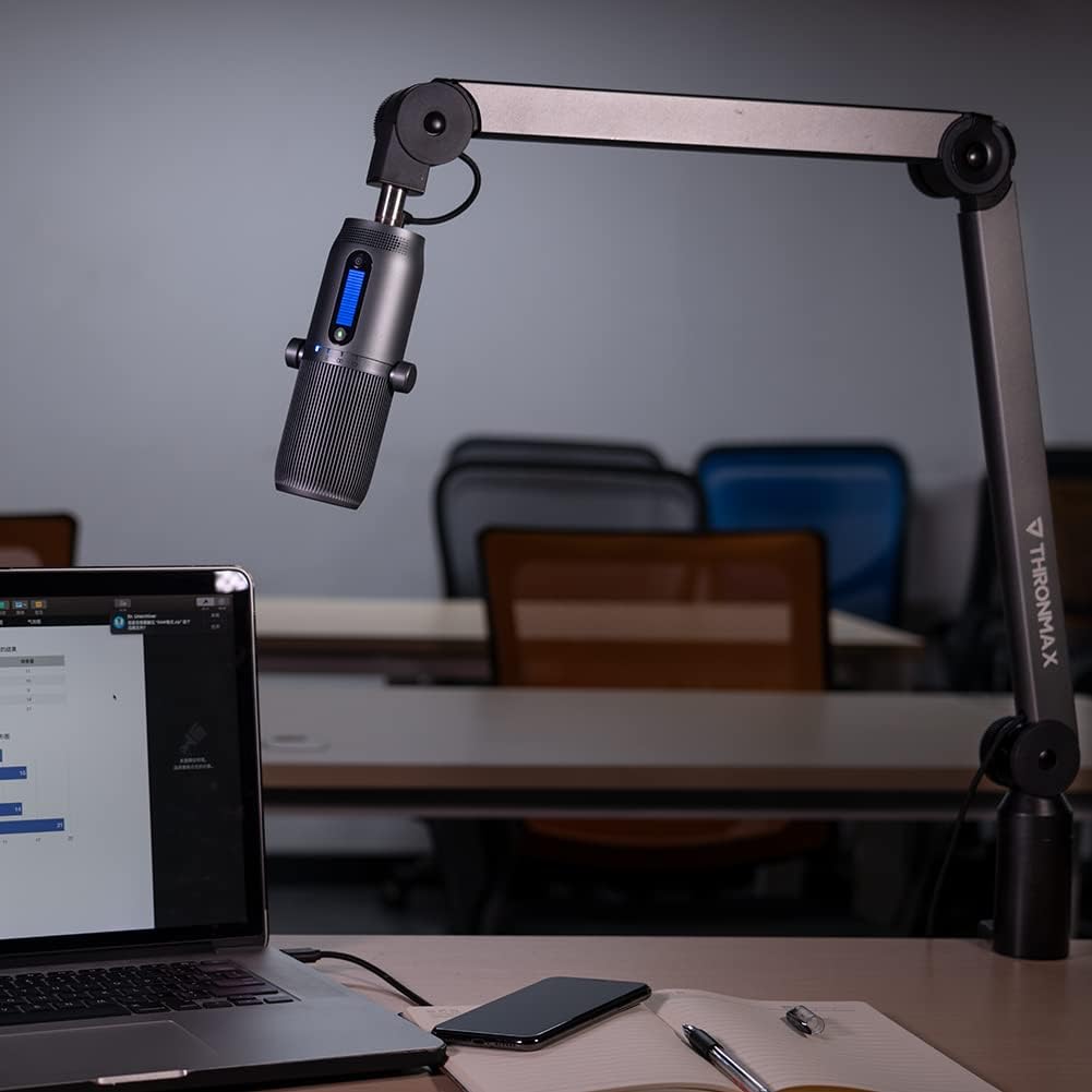 Adjustable Aluminium Microphone Boom Arm Stand with Built in 11.5 Feet XLR Microphone Cable D47084