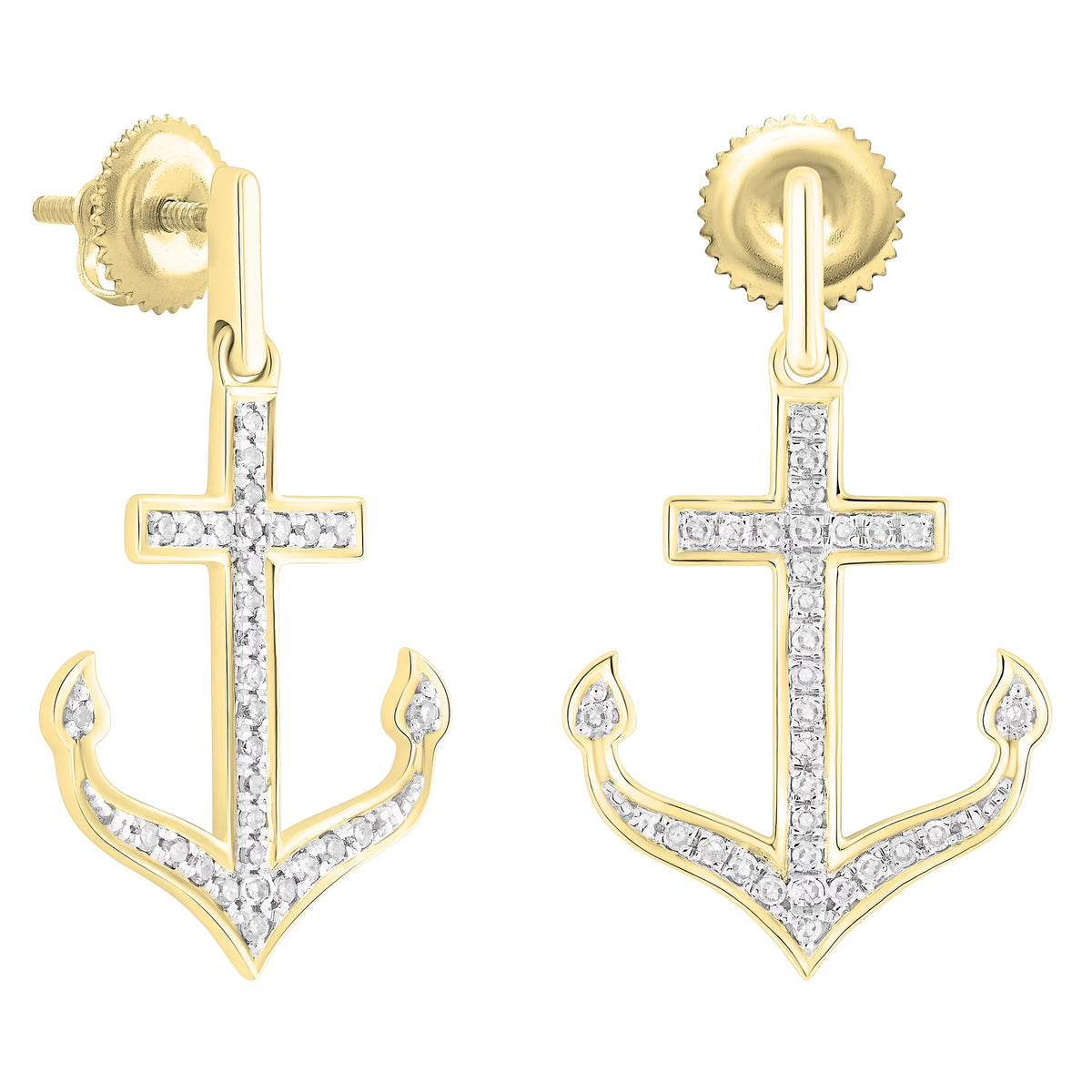 14K Yellow Gold Diamond Dangle Drop Earrings P1078