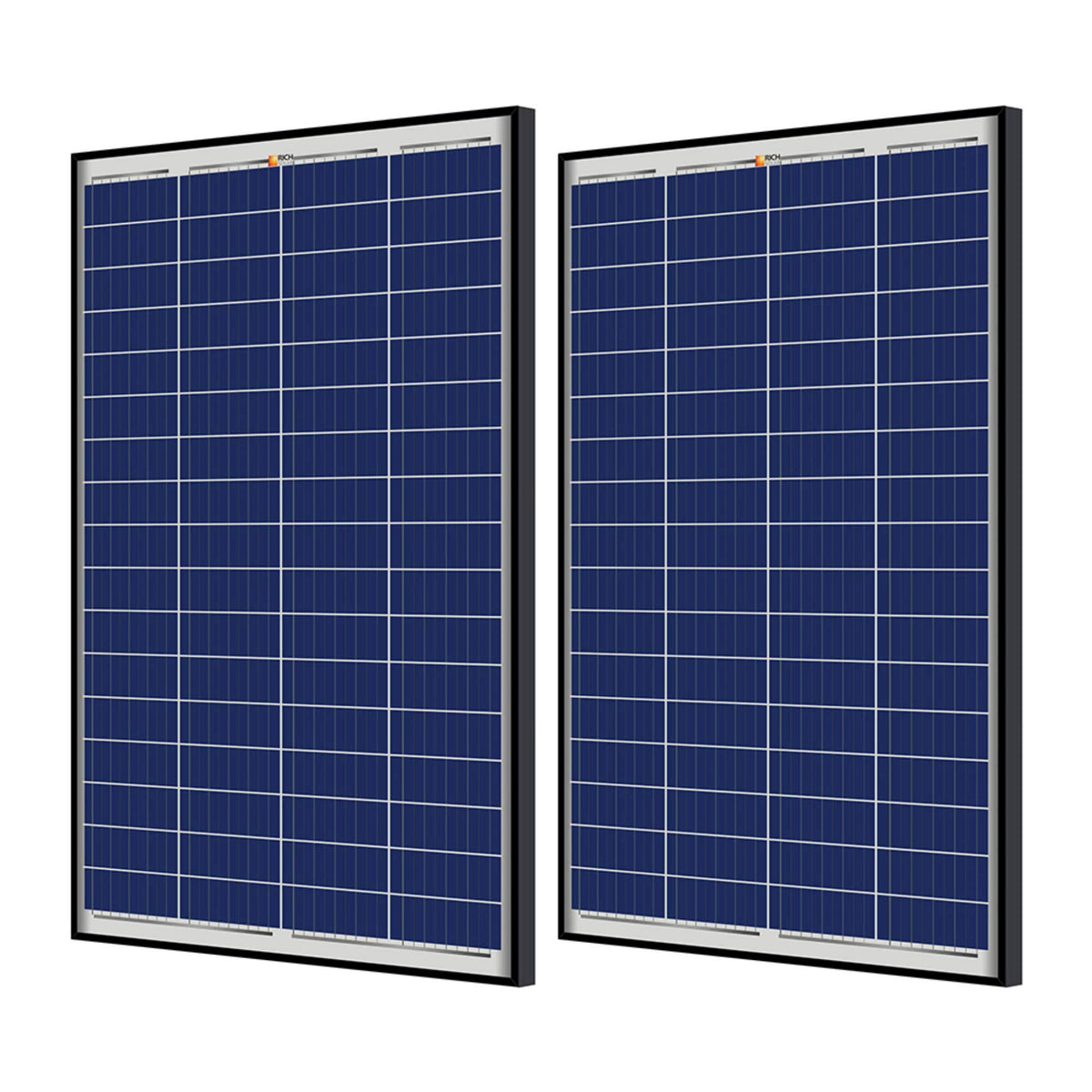 2 Pieces 100 Watt 12 Volt Polycrystalline Solar Panel Black Frame O389159