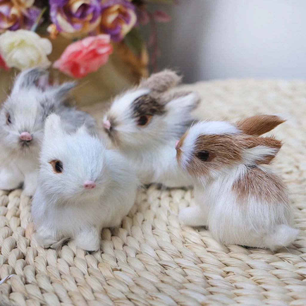 1/4Pcs Simulation Rabbit Plush Bunny Soft Toy Ornament J570