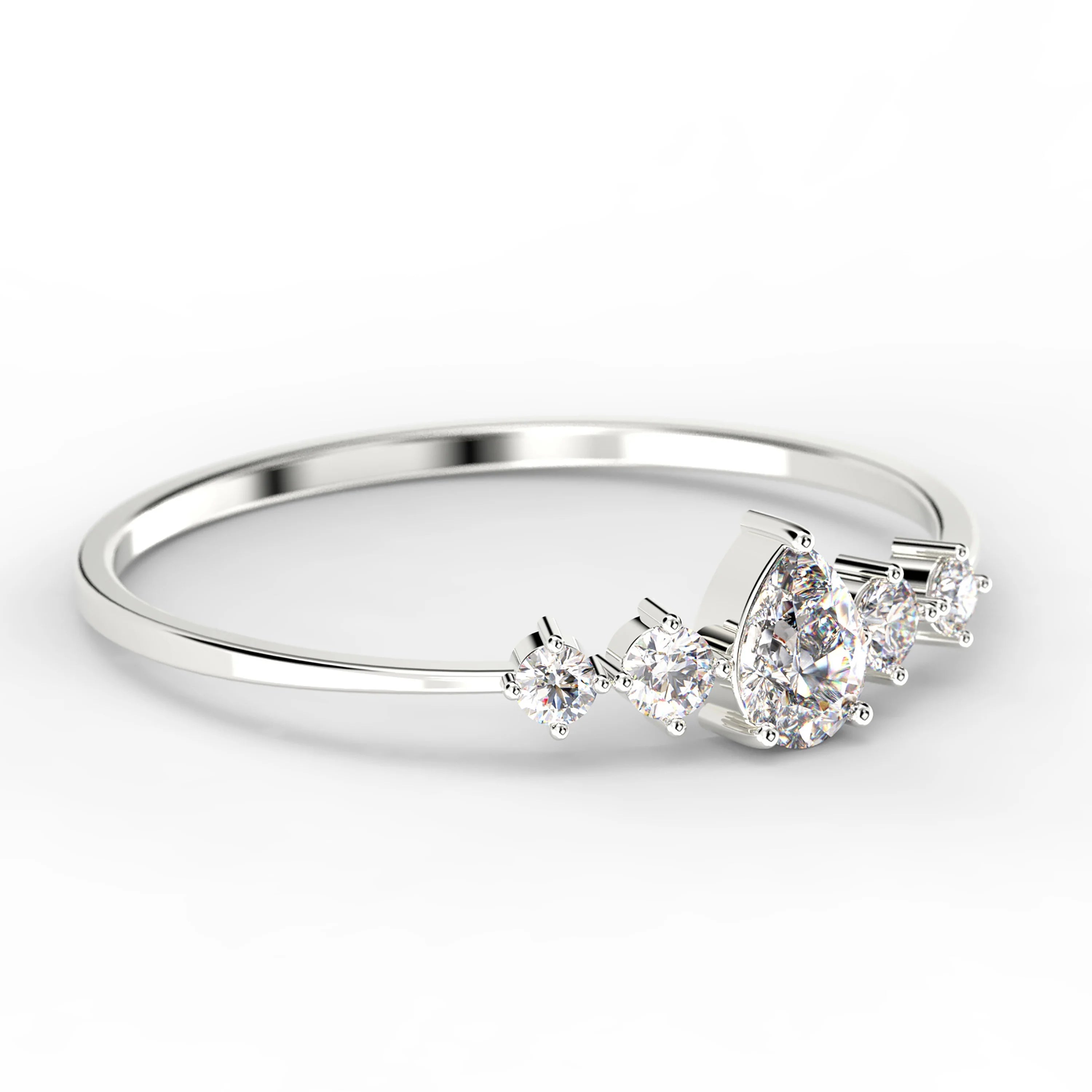 1.05 Carat Pear Cut Moissanite Engagement Ring in 10k Solid White Gold S125828