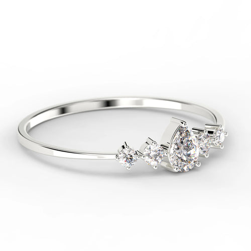 1.05 Carat Pear Cut Moissanite Engagement Ring in 10k Solid White Gold S125828