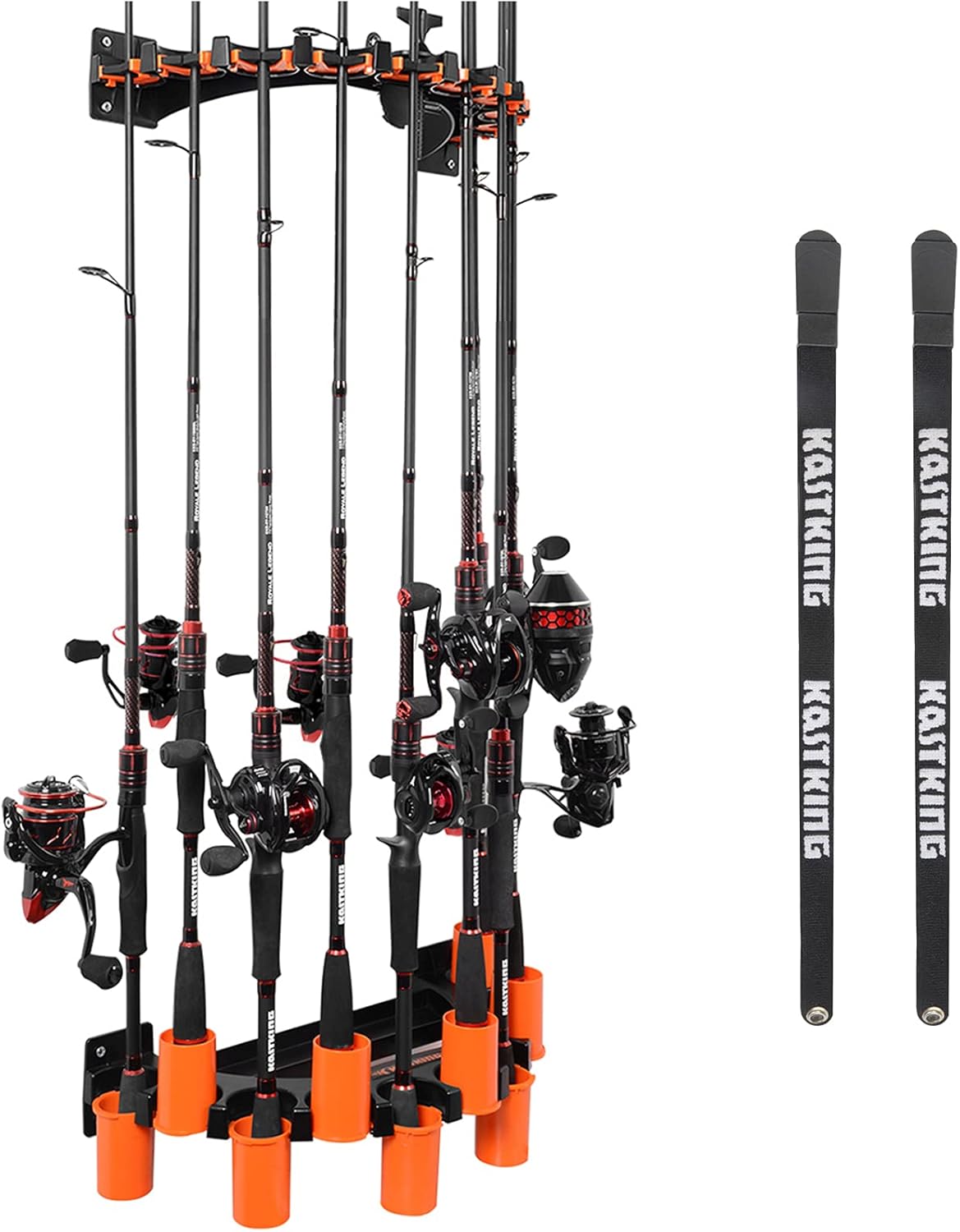 Wall Mounted Fishing Rod Rack Holds 10 Combos with Line Spooling Station T704050