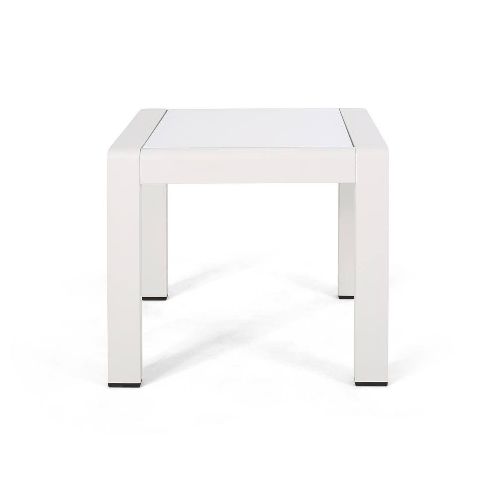 Matte White Outdoor Aluminum Side Table (Set of 2) V3062
