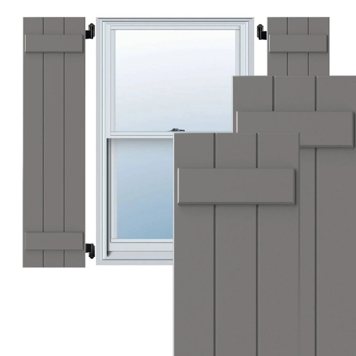 12x22W x 33x22H Primed Composite Board-n-Batten Shutters (Per Pair) V308